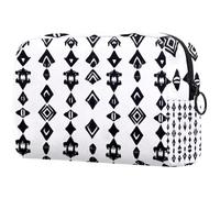 Makeup Organizer Bag Western Africa Geometric Ethnic Pattern Pencil Case Cosmetic Storage Bag Portable Toiletry Pouch for Women Men