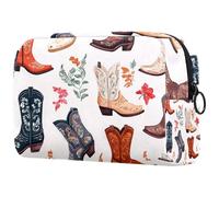 Makeup Organizer Bag Wild West Various Cowboy Boots Pattern Pencil Case Cosmetic Storage Bag Portable Toiletry Pouch for Women Men
