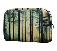 Makeup Organizer Bag Woodland Forest Green Earth Tones Rustic Print Pencil Case Cosmetic Storage Bag Portable Toiletry Pouch for Women Men