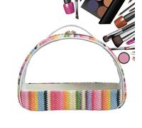 Makeup Organizer Bag, Woven Cosmetic Pouch, Portable Travel Case, Spacious Multi-Compartment, Lightweight Zipper Closure, 8.27x11.42x3.94 Inches, Ideal for Beauty Necessities