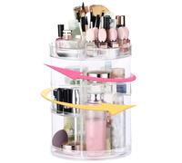 Makeup Organizer Countertop Rotating Cosmetic Caddy Multi-Grid Large Capacity 9x13inch Acrylic Vanity Organizer Easy Assembly Transparent Washable for Bedroom