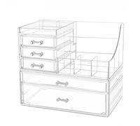 Makeup Organizer Drawer, Portable Storage Box with Wooden Handle and Divided Compartments | Bathroom Wall Shelf, Sous Vide Caddy, Waterproof Storage Basket, Multicolored, Se référer au descriptif, B