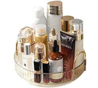 Makeup Organizer for Vanity 360 Rotating, Large Capacity Cosmetic Organisers for Lipsticks, Jewelry, Nail Care, Skincare, Perfume, Ideal Desk Organizer for Dresser, Bathroom and Kitchen(Gold, 1 Tier)