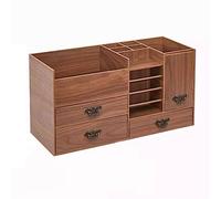 Makeup Organizer Large Capacity Wood Makeup Organizer, with 3 Drawers and Cabinet, Inside Mirror, Tissue Box, Lipsticks Holder, for Storing Skincae,Palettes, Brushes, Jewelry and More
