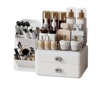 Makeup Organizer - Large Display Case 34x22.5x17.5cm, Clear PET PP Drawer with Brush Holder Storage and Protection Organized Cosmetics | Vanity Organizer for the