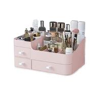 Makeup Organizer Makeup Organiser Storage Box, Comprehensive Cosmetic and Skincare Organizer for Bedroom and Bathroom Countertop, with Drawers(Pink)