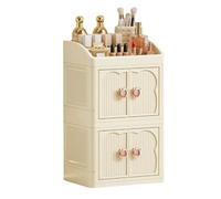 Makeup Organizer - Perfume Holder | Three Tier Toiletry Organizer Dustproof Cover Cosmetic Holder for Women Bathroom Washbasin, White - Luxury Design