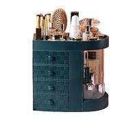 Makeup Organizer Plastic Makeup Organizer with Drawers，Perfume Display Case and Cosmetic Storage Box，Great for Bathroom, Dresser, Countertop(Green)