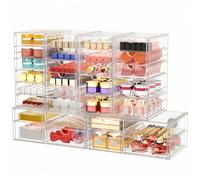 Makeup Organizer Storage With 30 Drawers, 6 Pack Desktop Office Supplies, Desk Organizers, Clear Desk Accessories, Dustproof Drawer Organizer and Storage for Make Up, Jewelry, Pen, Desktop Stationary