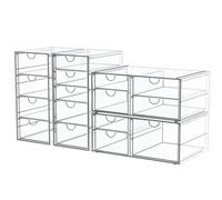 Makeup Organizer With 16 Drawers, 4 Pcs Desktop Office Supplies, Desk Organizers, Clear Desk Accessories, Dustproof Drawer Storage for Make Up, Jewelry, Pen, Stationary