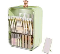 Makeup Organizer with LED Light, Dustproof Cosmetic Storage Case with Mirror for Skincare, Jewelry, Lipsticks, Brushes