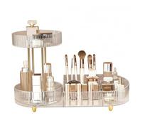 Makeup Organizers, 2-Tier Spinning Makeup Organizer Rotating Vanity Organizer with Brush Holder Desktop Cosmetic Storage for Skincare & Brushes|Cosmetic Display Cases