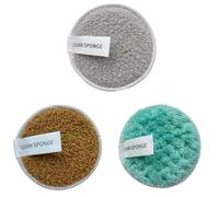 Makeup Pads Reusable Makeup Remover Pads Round Makeup Remover Pads Soft Makeup Remover Sponge Washable Unisex Suitable For All Skin Types Can Be (Grey*1+C*1+Green*1, One Size*1+One Size*1+One Size*1)