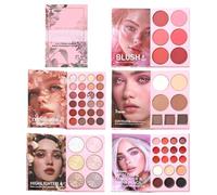 Makeup Palette, 6 Colours Blush, Book Format with 24 Glitter Eyeshadow Colours for Women and Girls, Makeup for Travel, Party, Stage and Daily Use