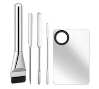 Makeup Palette Tray Foundation Brush 5Pcs Makeup Brush Set 3 Size Spatulas Stainless Steel Cosmetic Palette Mixer Nail Art Tray Professional Make Up Artist Tool For Nailart Eyeshadow Eyelash Pigment