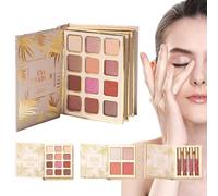 Makeup Palettes - Glitter Makeup Palette 12 Colors Eyeshadow | Book-Style Glitter Eyeshadow Palette With 4 Blush And 4 Lipstick - For Travel Party Stage Photography