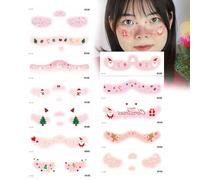 Makeup Patches - 12X Temporary Stickers Makeup Cute | Holiday Favor Art Props Accessories Love Heart Snowflak Elk for Festivals Merry Christmas Decorations