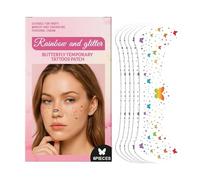 Makeup Patches for Face, Face Decoration for Music Parties, Pack of 6, Temporary Waterproof Glitter Stickers for Wedding Photos, Cosplay, Makeup Artists