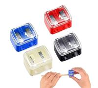 Makeup Pencil Sharpener, 4 Pack Dual Hole Cosmetic Pencil Sharpener for Lip Liner Eyeliner and Brow Pencils, Cosmetic Manual Tools for Women and Makeup Artists,Stainless Steel Blades and Plastic Cover