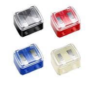 Makeup Pencil Sharpener, 4 Pack Dual Hole Cosmetic Pencil Sharpener for Lip Liner Eyeliner and Brow Pencils, Cosmetic Manual Tools for Women and Makeup Artists,Stainless Steel Blades and Plastic Cover