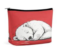 Makeup Pouch Cosmetic Bag Lipstick Pouc Zipper Pouch A White Bear Printed Organizer Portable Toiletry Bag Accessories, A White Bear, 6.8 X 5.9 X 2.3 inch, Fashionable