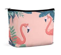 Makeup Pouch Cosmetic Bag Lipstick Pouc Zipper Pouch Flamingos And Plants Printed Organizer Portable Toiletry Bag Accessories, Flamingos And Plants, 6.8 X 5.9 X 2.3 inch, Fashionable
