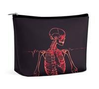 Makeup Pouch Cosmetic Bag Lipstick Pouc Zipper Pouch Human Skeleton Lines Printed Organizer Portable Toiletry Bag Accessories, Human Skeleton Lines, 6.8 X 5.9 X 2.3 inch, Fashionable