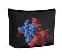 Makeup Pouch Cosmetic Bag Lipstick Pouc Zipper Pouch Red And Blue Ink Clouds Printed Organizer Portable Toiletry Bag Accessories, Red And Blue Ink Clouds, 6.8 X 5.9 X 2.3 inch, Fashionable