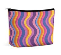 Makeup Pouch Cosmetic Bag Lipstick Pouc Zipper Pouch Retro Color Pattern Printed Organizer Portable Toiletry Bag Accessories, Retro Color Pattern, 6.8 X 5.9 X 2.3 inch, Fashionable