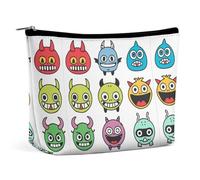 Makeup Pouch Cosmetic Bag Lipstick Pouc Zipper Pouch Set of Cartoon Monsters Printed Organizer Portable Toiletry Bag Accessories, Set of Cartoon Monsters, 6.8 X 5.9 X 2.3 inch, Fashionable