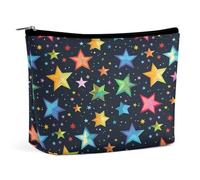 Makeup Pouch Cosmetic Bag Lipstick Pouc Zipper Pouch Simple Colorful Stars Printed Organizer Portable Toiletry Bag Accessories, Simple Colorful Stars, 6.8 X 5.9 X 2.3 inch, Fashionable