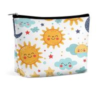Makeup Pouch Cosmetic Bag Lipstick Pouc Zipper Pouch Smiling Faces And Clouds Printed Organizer Portable Toiletry Bag Accessories, Smiling Faces And Clouds, 6.8 X 5.9 X 2.3 inch, Fashionable