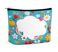 Makeup Pouch Cosmetic Bag Lipstick Pouc Zipper Pouch White Speech Bubble Printed Organizer Portable Toiletry Bag Accessories, White Speech Bubble, 6.8 X 5.9 X 2.3 inch, Fashionable
