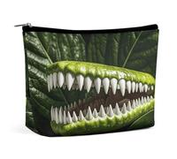 Makeup Pouch Cosmetic Bag Lipstick Pouch Zipper Pouch Ed with The Sharp Teeth of A Plant Printed Organizer Portable Toiletry Bag Accessories