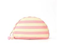 Makeup Pouch Striped Cosmetic Bag Contrast Color | Lightweight And Portable Shell Shape Pouch Multipurpose Storage Large Opening(Color5)
