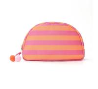 Makeup Pouch Striped Cosmetic Bag Contrast Color | Lightweight And Portable Shell Shape Pouch Multipurpose Storage Large Opening(Color7)