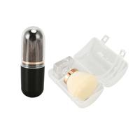 Makeup Powder Brush Cheek Blush White Bristle Round Head Power Brush Black Capsule Cosmetic Tool with Storage Case