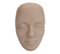 Makeup Practice Face Kit 3D Full Face Practice Wide 8pcs Makeup Brushes Reusable Mannequin Cosmetic Tool (Deep Skin Tone)