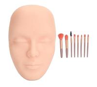 Makeup Practice Face Kit 3D Realistic Full Face Practice Board with 8pcs Makeup Brush Reusable Mannequin Cosmetic Practice Tool for Makeup Artists Beginners Silicone 17x10.5x3cm (Light Skin)