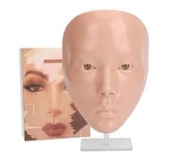 Makeup Practice Face Reusable Realistic 5D Full Face Silicone Makeup Mannequin with Stand for Beginners and Beauty Trainers 7.4 x 5.4 Inches (Pink Skin)
