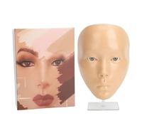 Makeup Practice Face with Stand 5D Silicone Full Face Mannequin Board for Beginners Reusable Beauty Training Tool (White Skin)