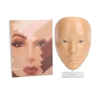 Makeup Practice Face with Stand 5D Silicone Full Face Mannequin Board for Beginners Reusable Beauty Training Tool (Wheat Skin)