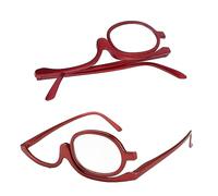Makeup Reading Glasses,Single Lens Eye Make Up Glasses Magnifying Makeup Glasses with Flip-Down Single Lens Folding Design Reading Glasses Ladies Make Up Rotating Eyeglasses Eye Lens(+2.00)