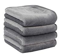 Makeup Remover Cloths Extra Large Face Cloths Microfibre Face Wipes Reusable Makeup Remover Towels Flannel Facial Cleansing Wipes 25x25CM 4PCS Grey