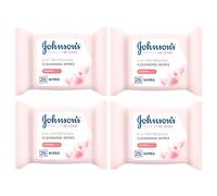 Makeup Remover Facial Wipes 4 PACK | 100 Wipes (25 x 4) Value MULTIPACK | For Waterproof Mascara | Johnsons Be Gone | Refreshing for Normal Skin Cleansing