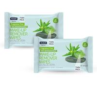 Makeup Remover Wipes with Aloe Vera, Effective Hydrating Face Wipes with Organic Aloe Vera Twin Pack of 80 Wipes (40X2)