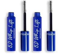 Makeup Revolution 5D Whip Lift Waterproof Mascara, Maximum Lift, Length & Volume, Long-Lasting, Smudge Resistant, Black, 12 ml (Pack of 2)