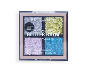 Makeup Revolution London, Artist Collection, Glitter Balm Palette, Gel Formula, Sparkle Finish, 4 Reflective Shades, 4 x 1.4g