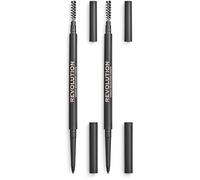 Makeup Revolution, Precise Brow Pencil, Dual Ended Eyebrow Pencil And Spoolie Brush, Fine Tip, Medium Brown, 0.05g (Pack of 2)