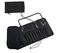 Makeup Roll Up Brush Bag - Elegant Makeup Brush Case Easy to Carry | Portable Roll Up Brush Bag Perfect for Traveling and Going Out Bag with, Black, Fare riferimento alla descrizione, Please refer to